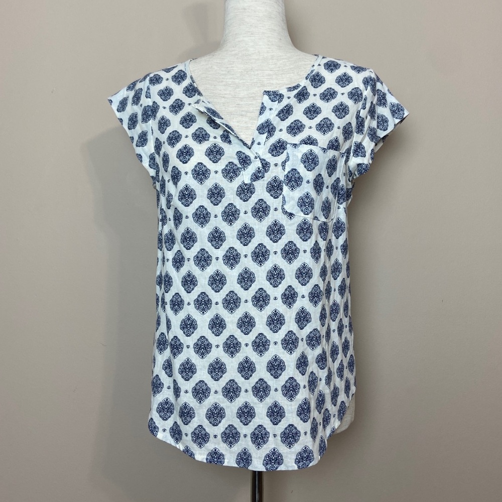 Saint Tropez West Brocade Patterned Linen Blouse